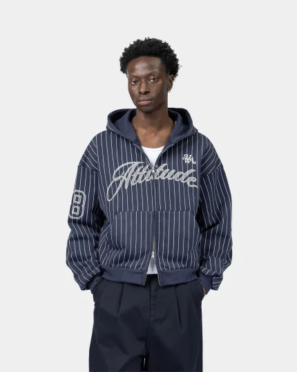 Baseball Zip Up Hoodie Blue (1)