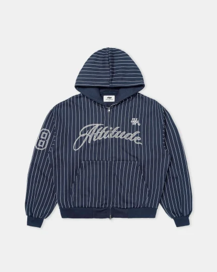 Baseball Zip Up Hoodie Blue