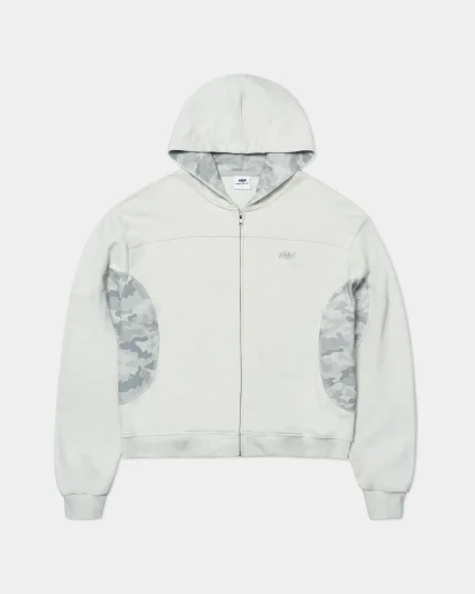 CAMO ZIP UP HOODIE GREY