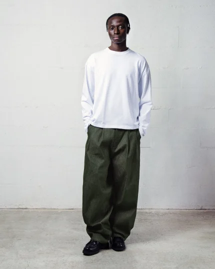 PLEATED ONIGIRI Jeans GREEN BRUT (1)