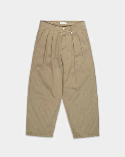 Pleated Onigiri Herringbone Pants
