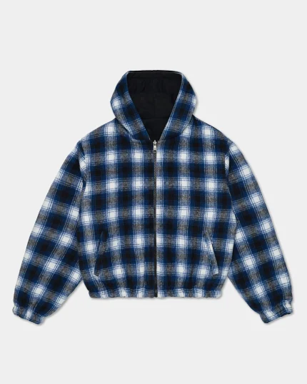 Reversible hooded workwear jacket Blue (1)