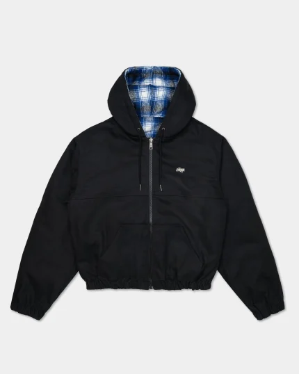 Reversible hooded workwear jacket Blue