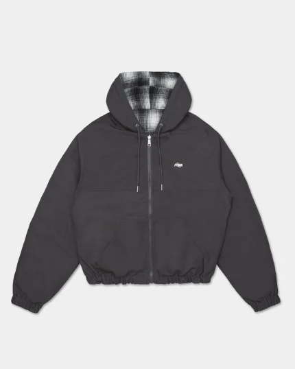 Reversible hooded workwear jacket Grey